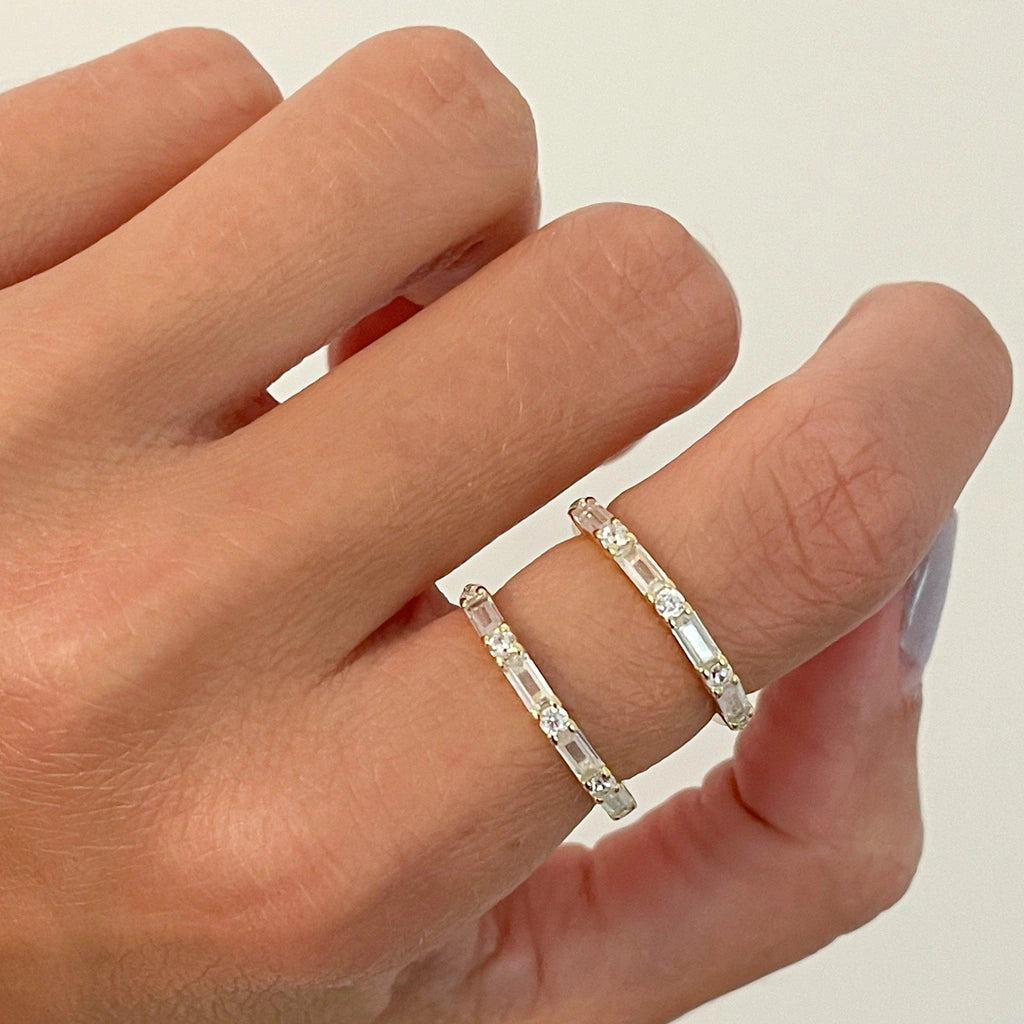 Diamond Baguette Stackable Ring On Hand