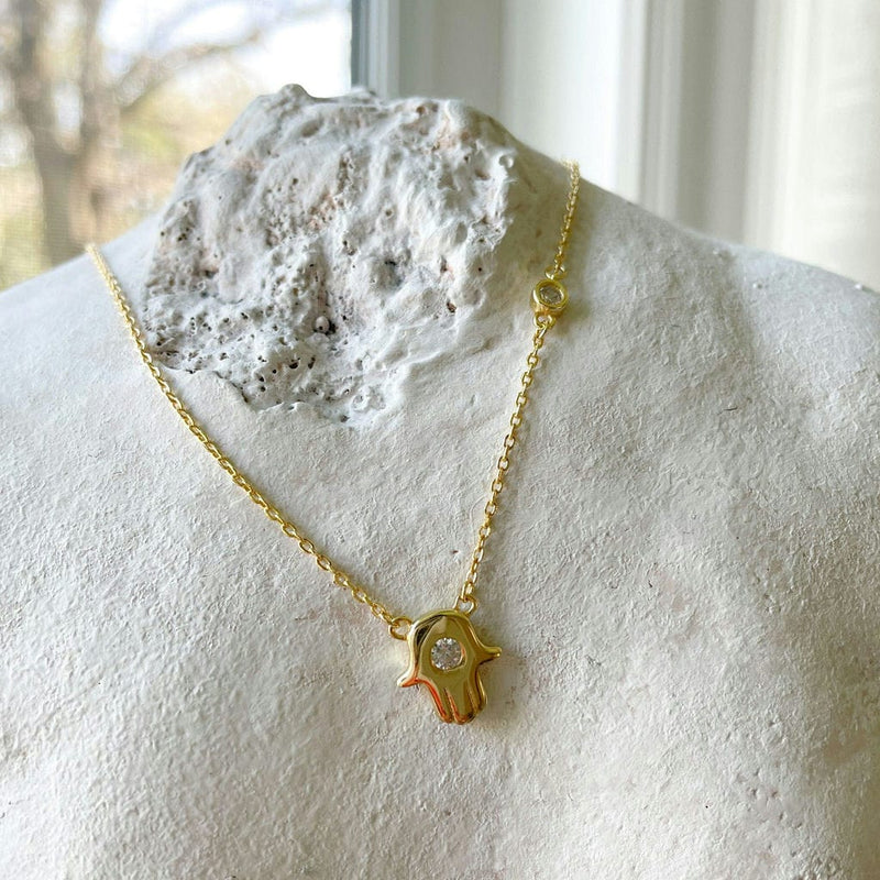 Close-up of Hamsa Pendant in Gold Plated Sterling Silver