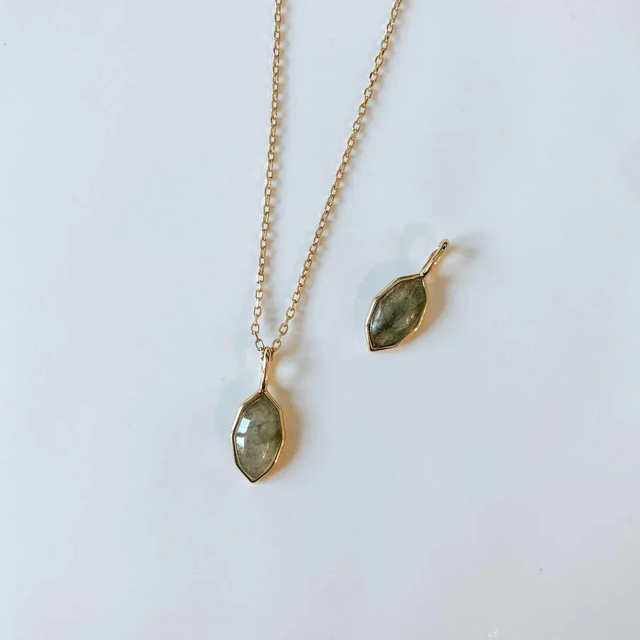 Labradorite Jewelry Necklace With Green Stone