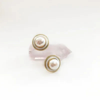 Pair of pearl jewelry earrings