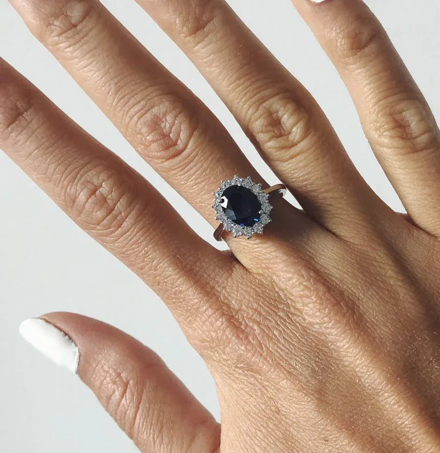 Sapphire Jewelry Ring On Woman's Hand