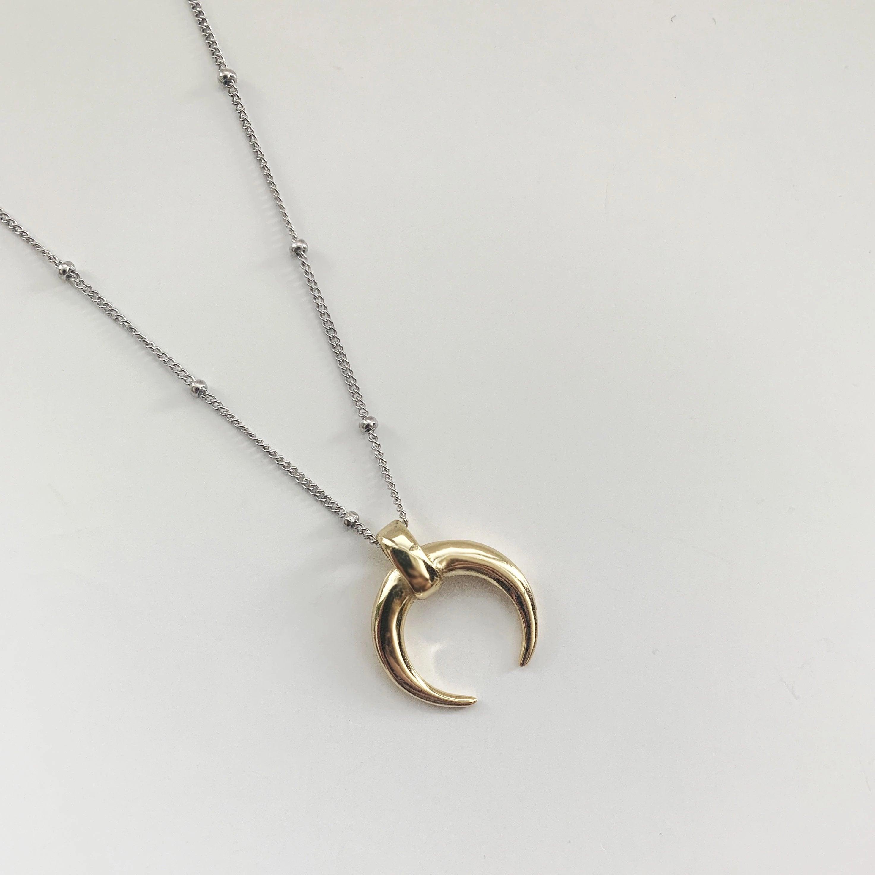 Silver Moon Necklace | Moon Shape | 925 Sterling Silver