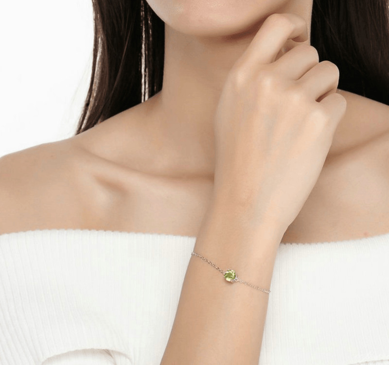 Women's Peridot Bracelet In 925 Sterling Silver