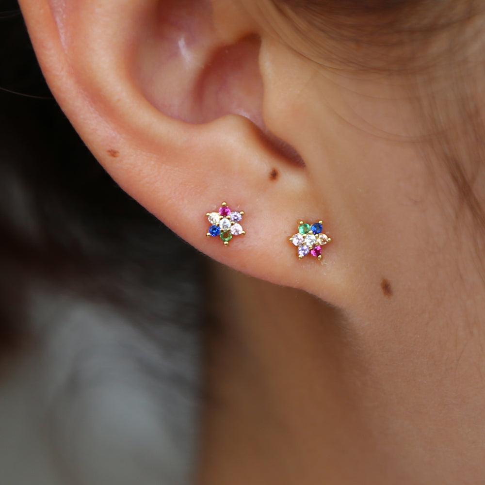Mini Rainbow Stud Earrings - 14K Gold Vermeil - Bohemian Guru