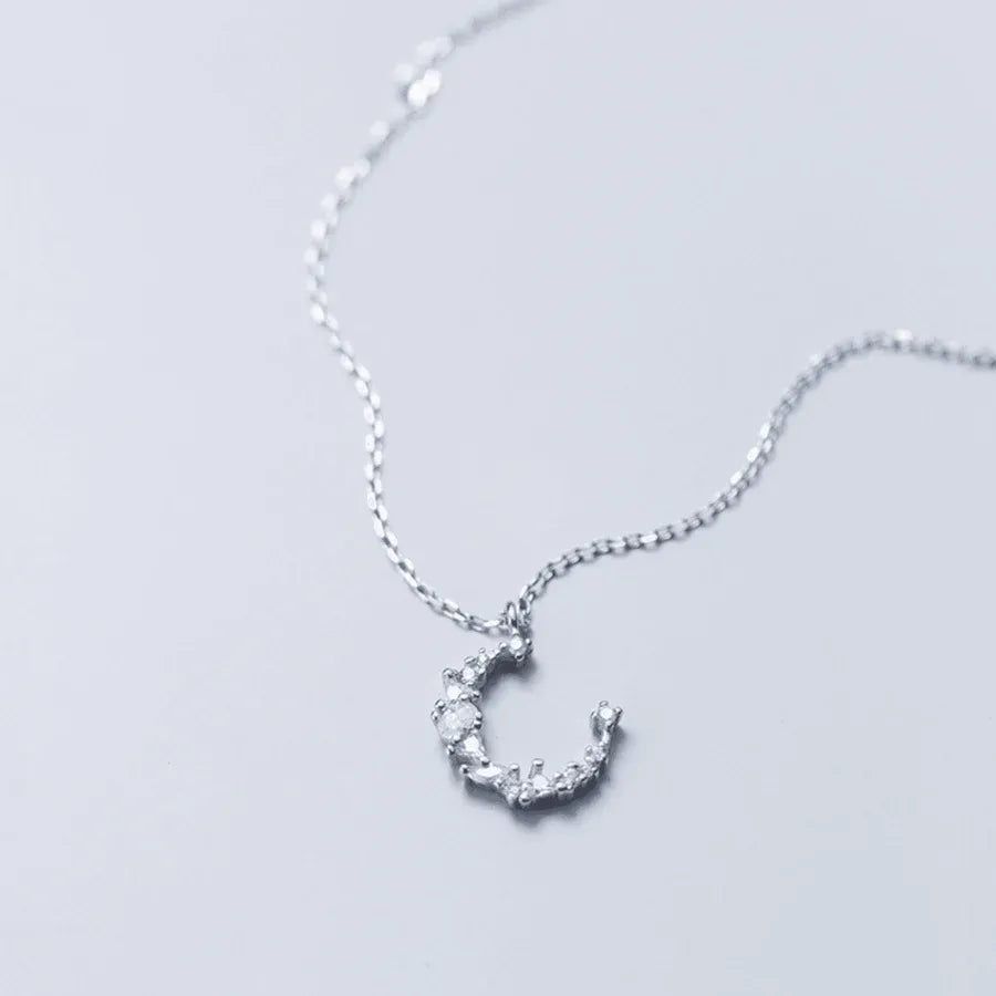 925 Sterling Silver Jewelry Necklace With Moon Shape
