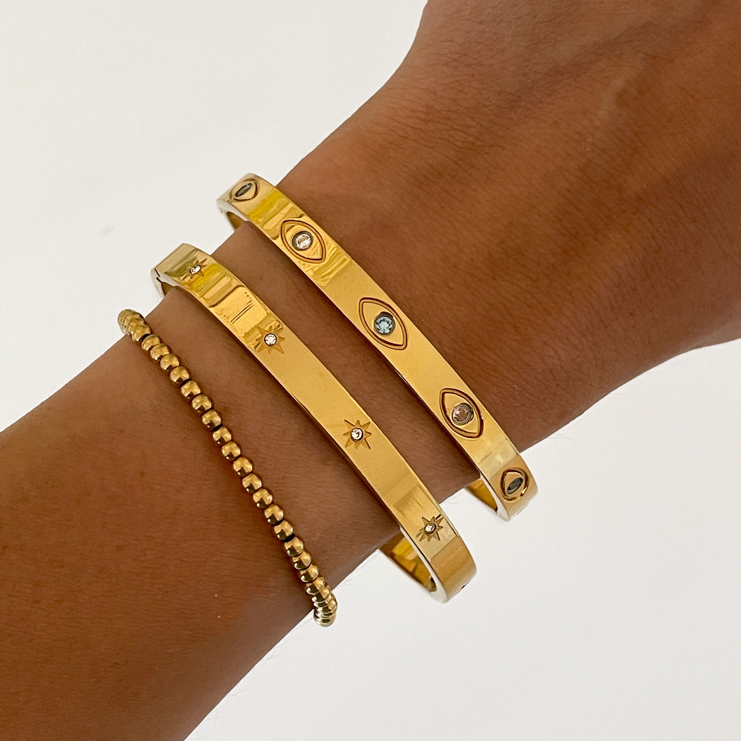 Gold Eye Bangle Waterproof Stainless Steel