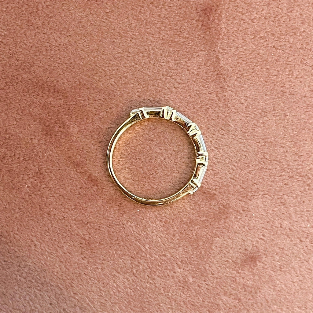 Baguette Ring On Pink Back Drop