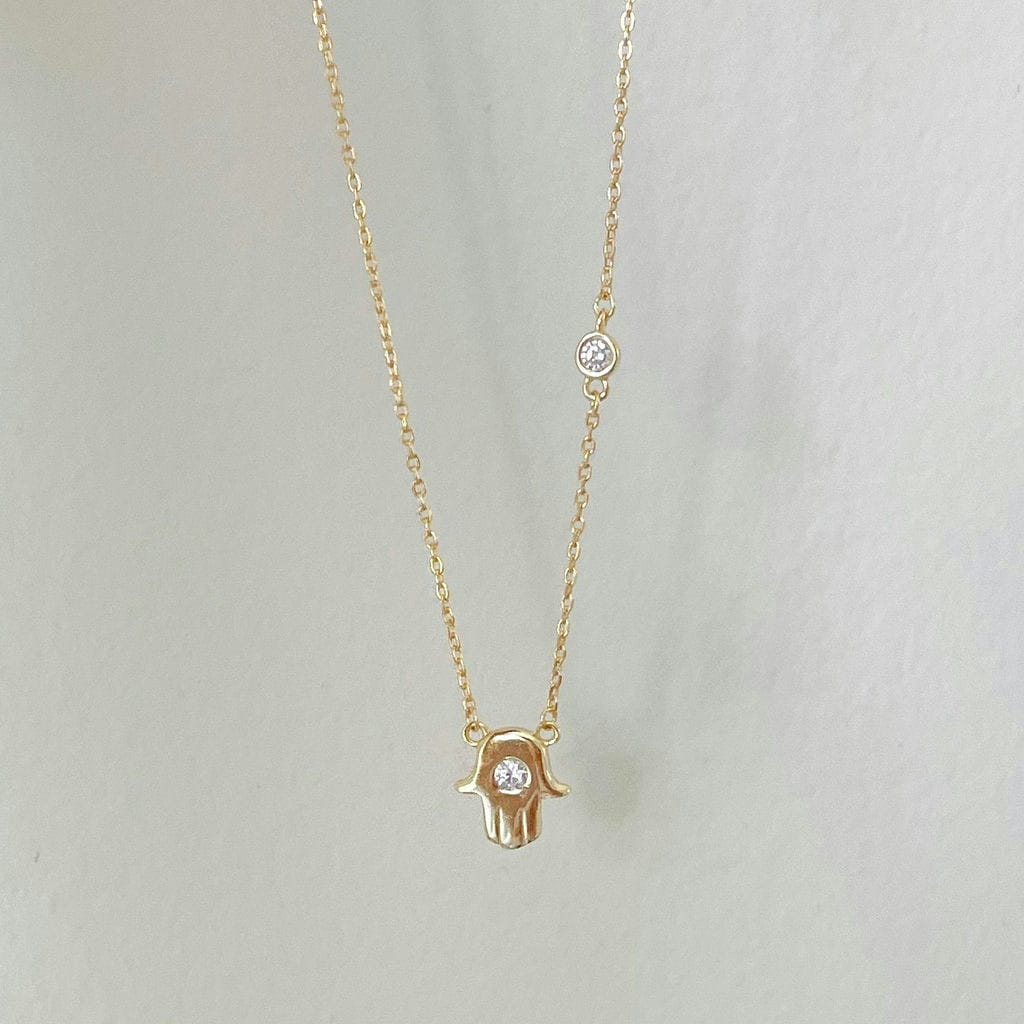 Gold Plated 925 Sterling Silver Hamsa Necklace 