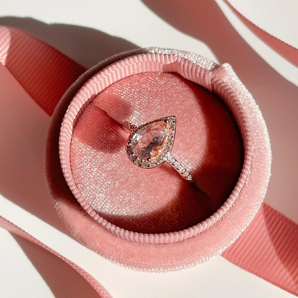Pink Drop Ring Made From Rose Gold Vermeil