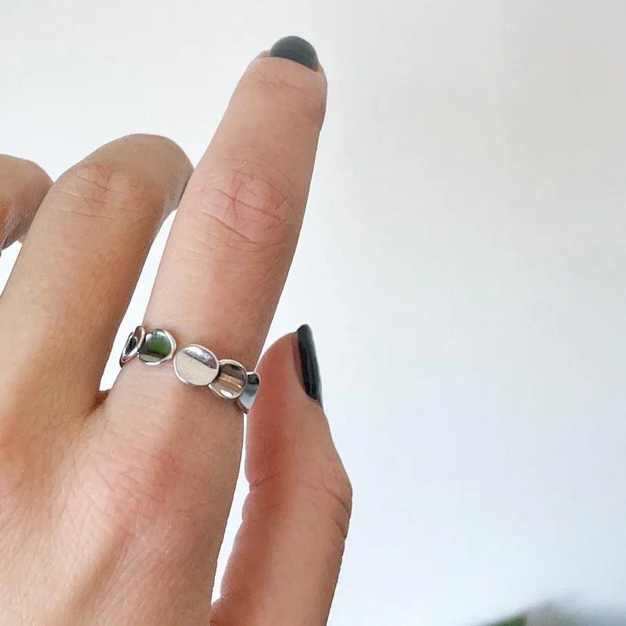 Silver Adjustable Ring Worn On Index Finger