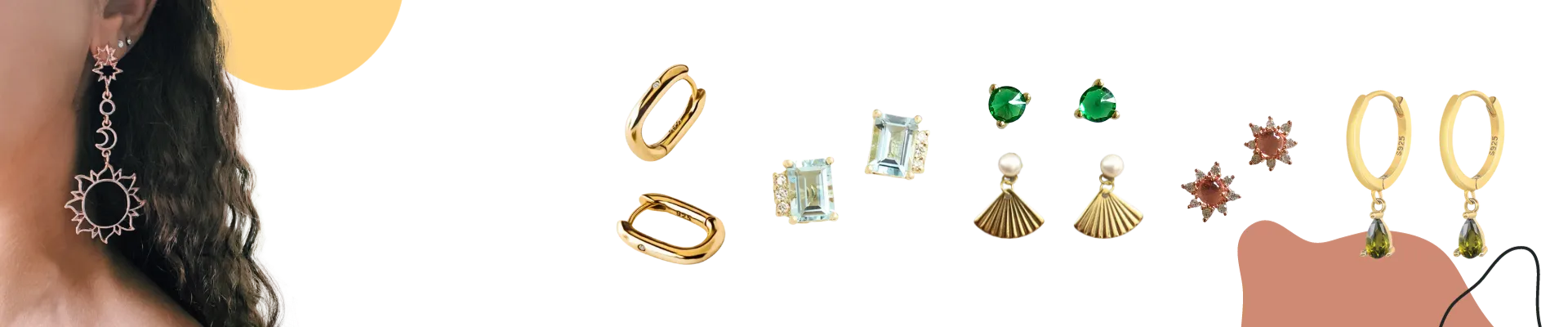 Assorted Women's Earrings Displayed In Banner