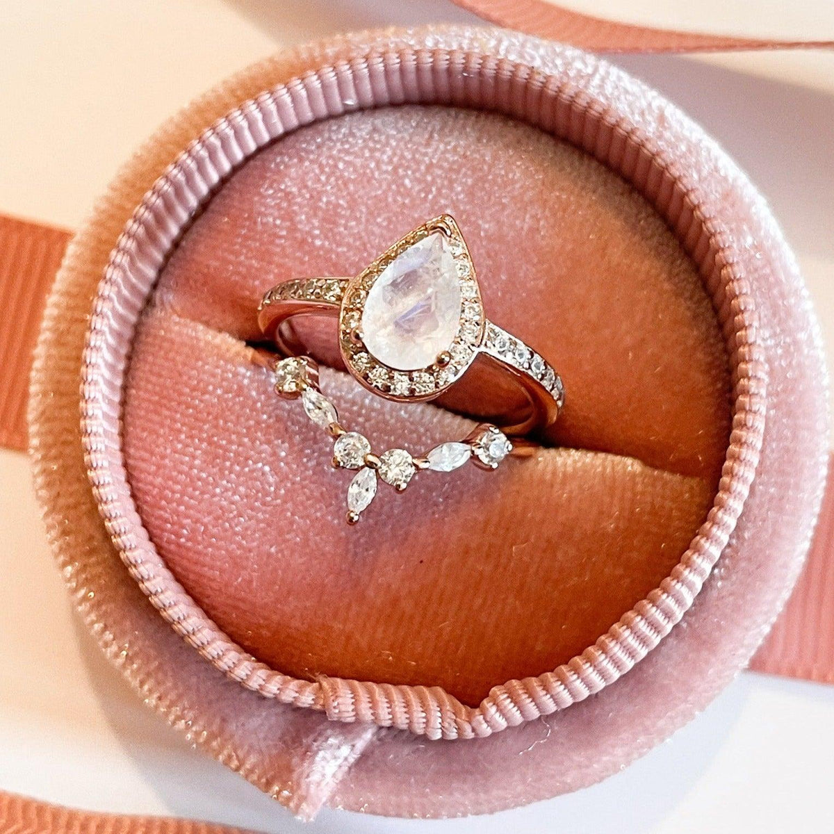 Women's Moonstone Ring In A Pink Box