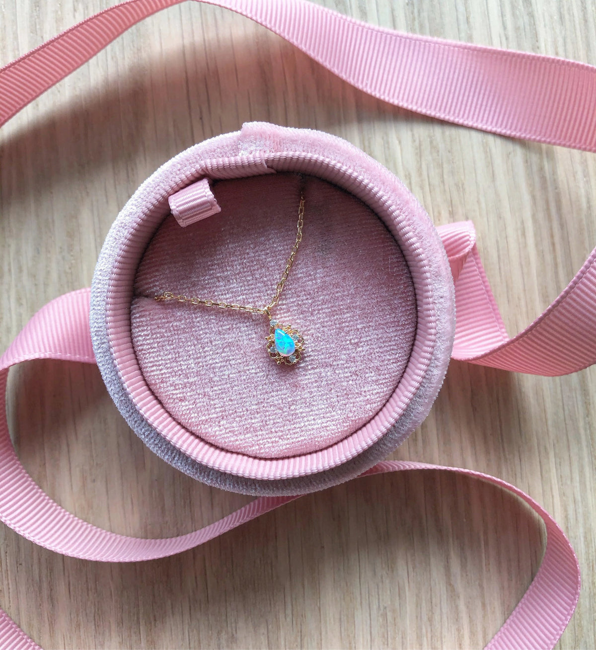 Opal Necklace In Pink Box