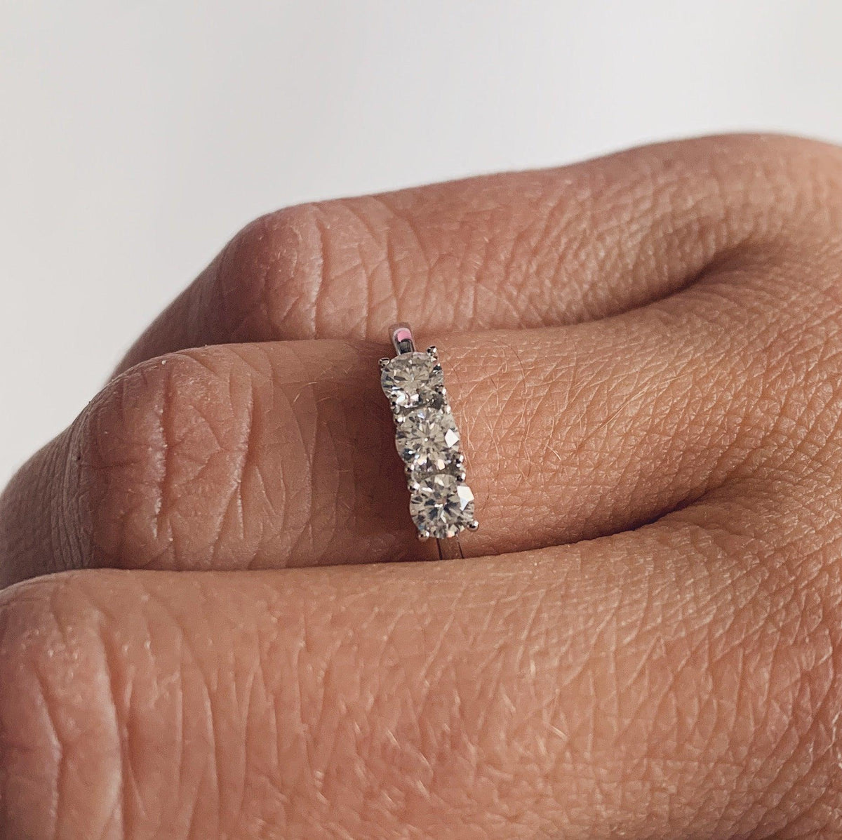 Moissanite White Gold Ring On A Woman's Hand