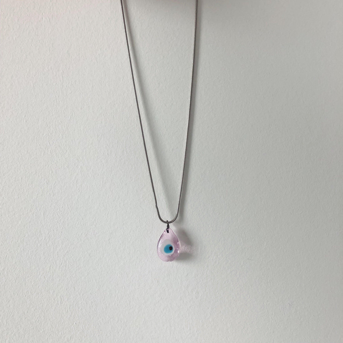 Women's Pink Evil Eye Charm Necklace