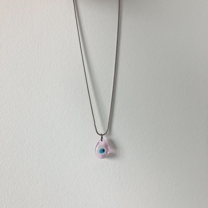 Women's Pink Evil Eye Charm Necklace