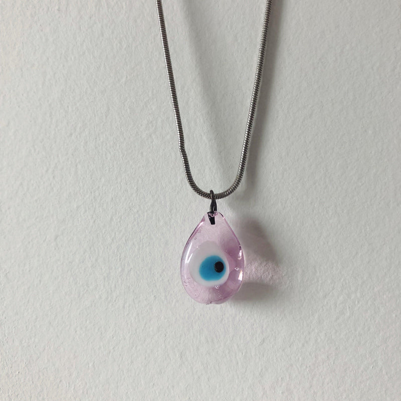 Glass Evil Eye Charm Necklace