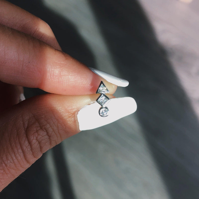 Tiny Geometric Stud Earrings in 925 Sterling Silver