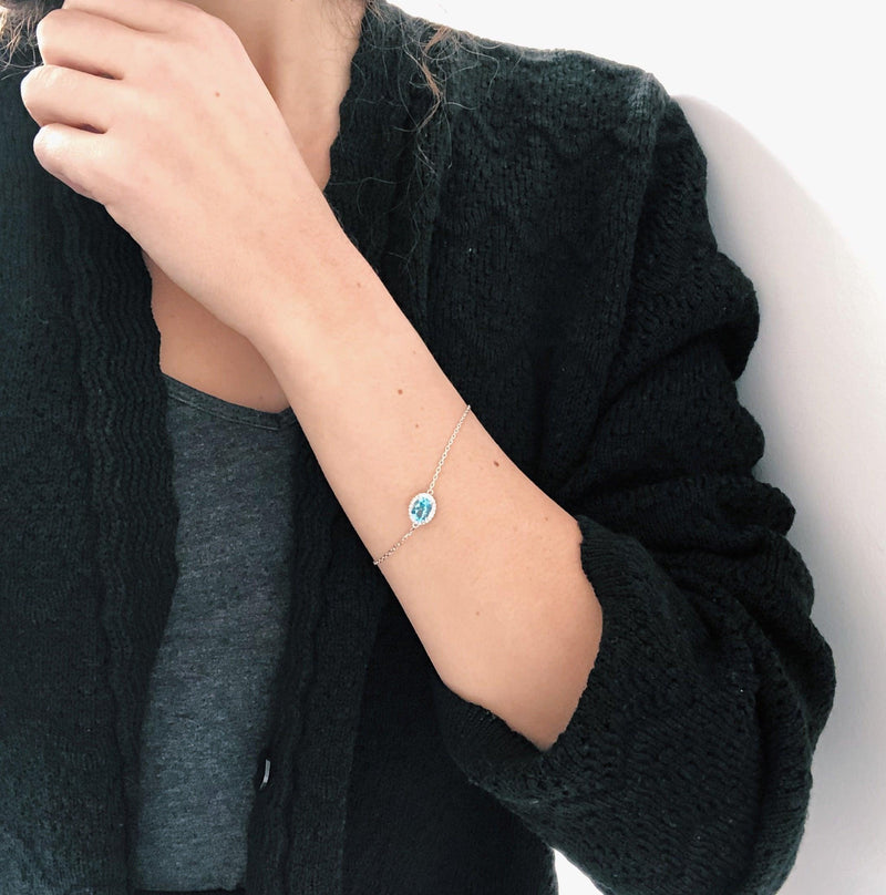 Cubic Zirconia and Blue Topaz Bracelet