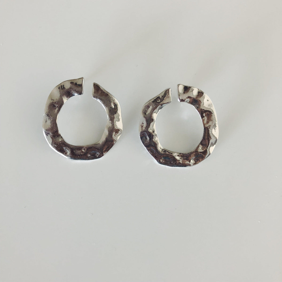 Textured Hoop Earrings In Silver