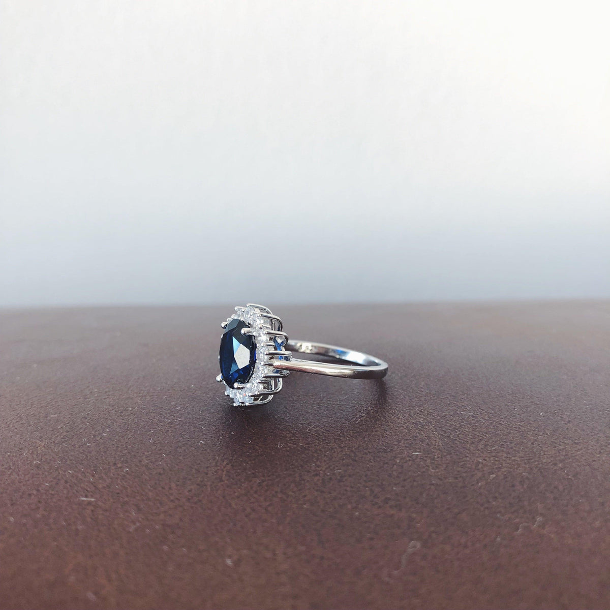  Vintage Style Oval Blue Sapphire Ring 