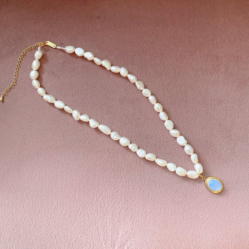 925 Sterling Silver Choker Necklace with Freshwater Pearl Charm