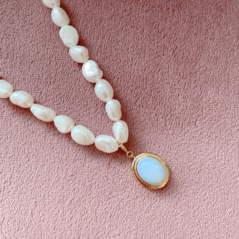 Freshwater Pearl Choker Necklace on 925 Sterling Silver Chain