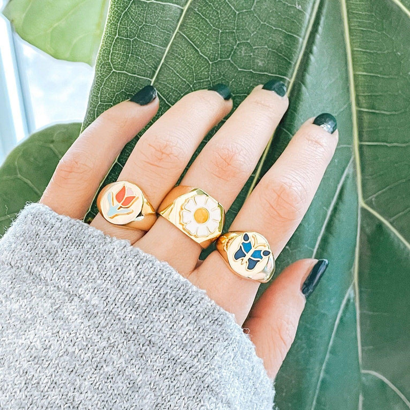 Chunky Floral Ring in Gold and Silver