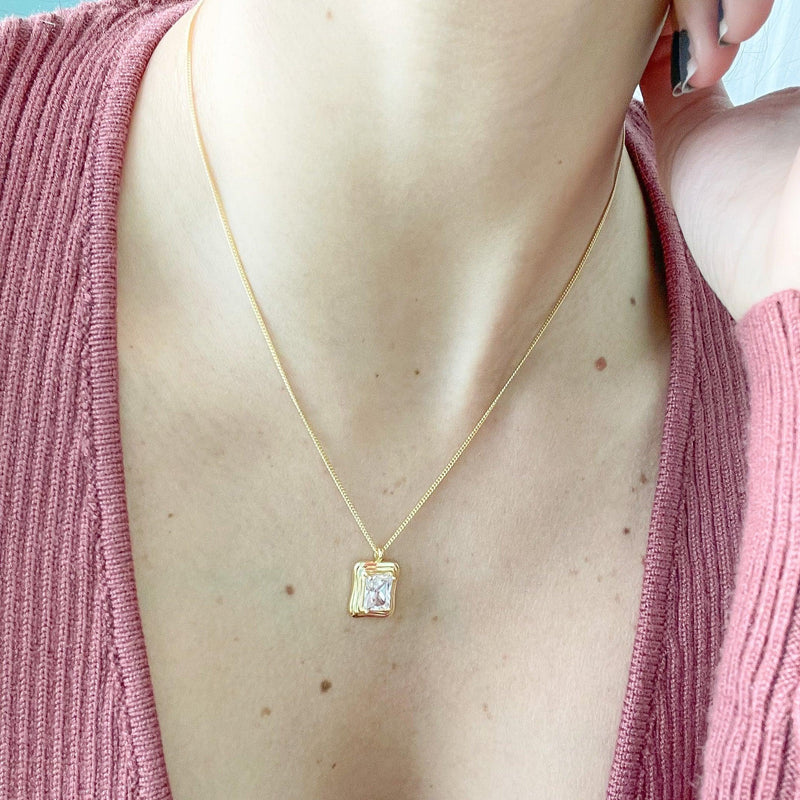 Gold and Silver Cubic Zirconia Necklace