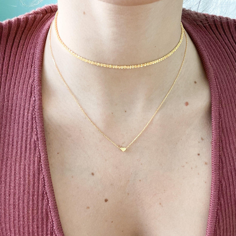 Romantic Heart Shaped Necklace in Gold and Silver