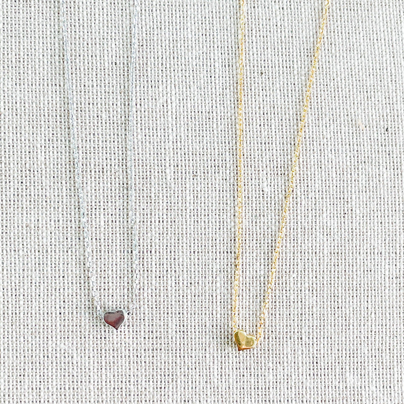 Delicate Heart Necklace in Two Tone Finish