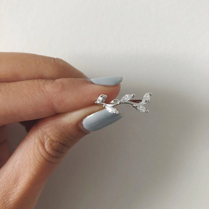 Dainty Leaf Cluster Ring - 925 Sterling Silver 