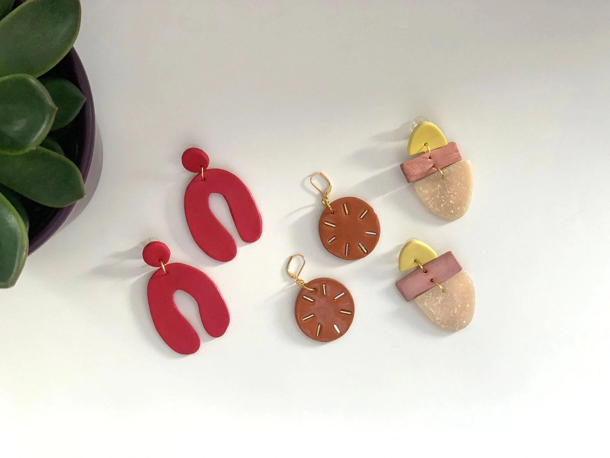 Red Polymer Clay Earrings
