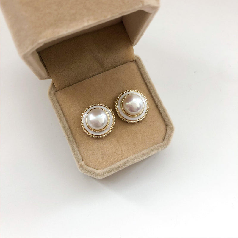 Elegant Gold Vermeil Stud Earrings with Pearl Detailing