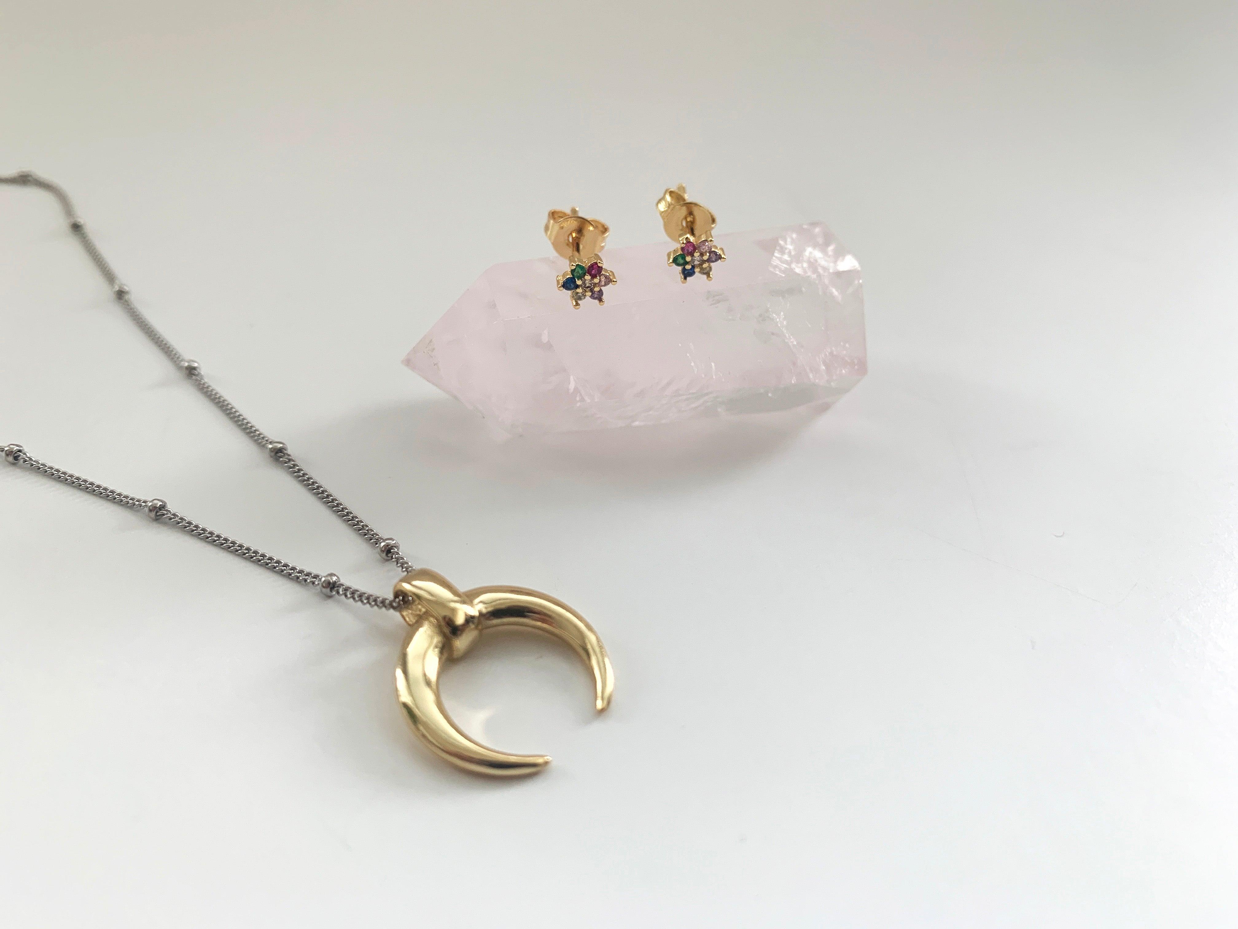 Silver Moon Necklace | Moon Shape | 925 Sterling Silver