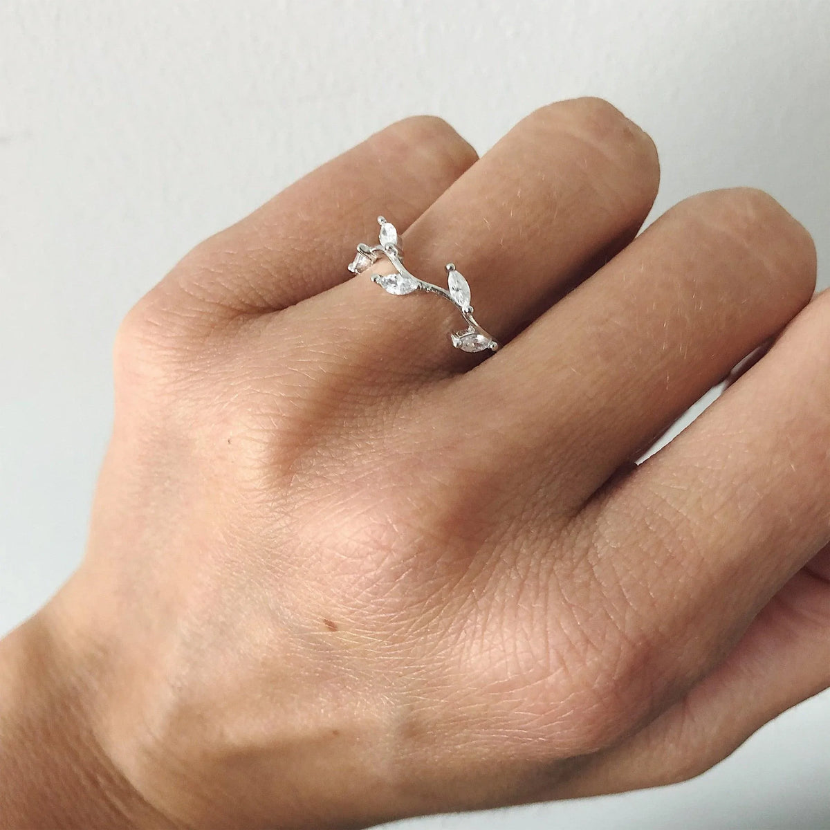 Sterling Silver Leaf Ring - Choose Your Color, .925 Pure Silver Dainty Nature Jewelry