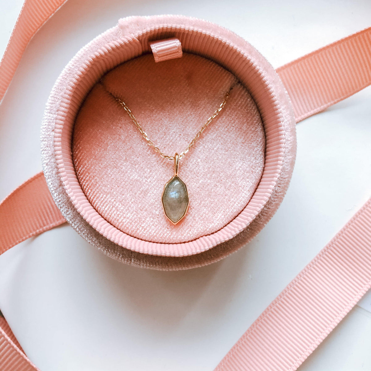 Labradorite Necklace - Stunning 14K Gold Vermeil Link Chain Jewelry