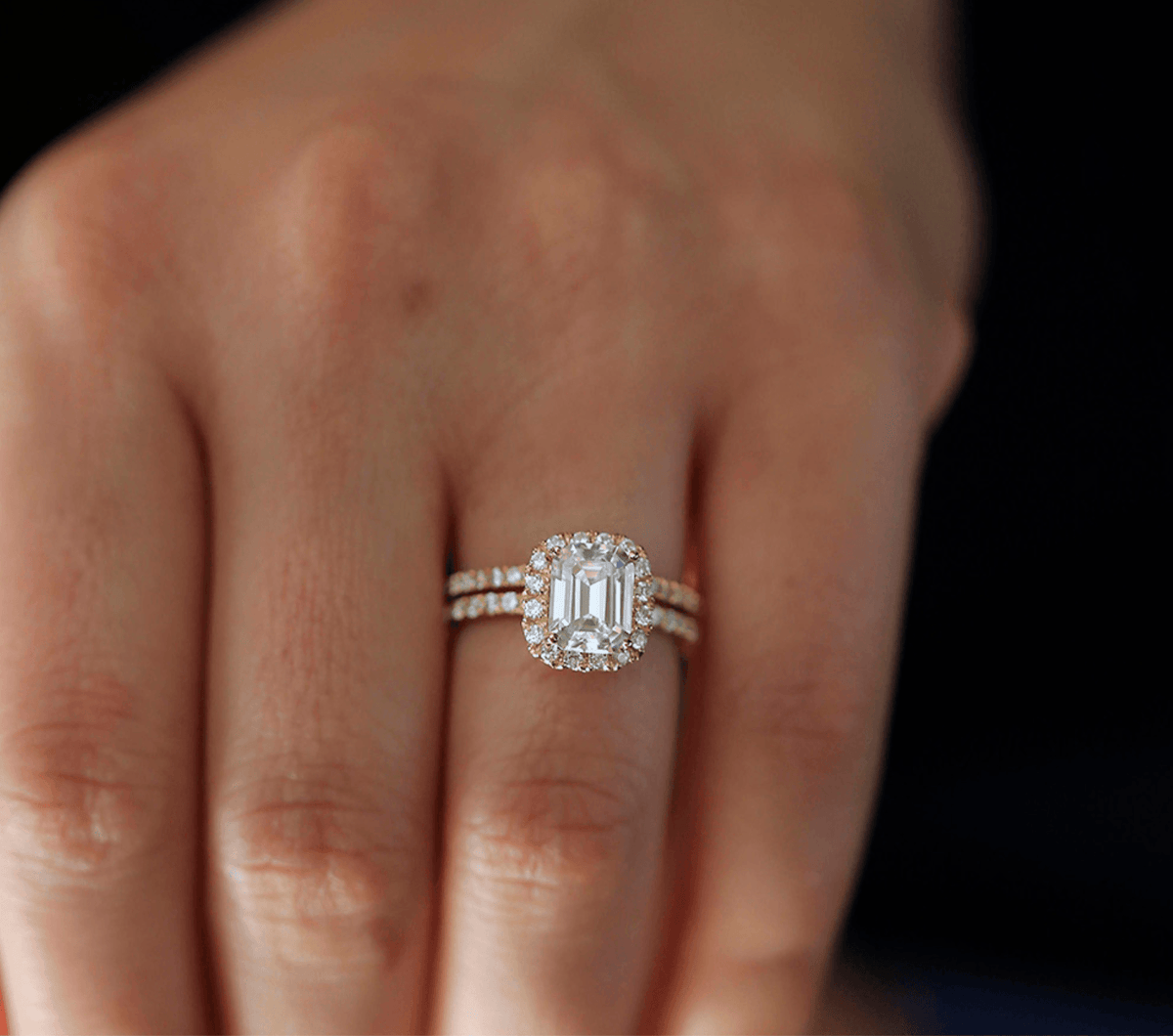 Stunning Emerald Cut Diamond Ring Set