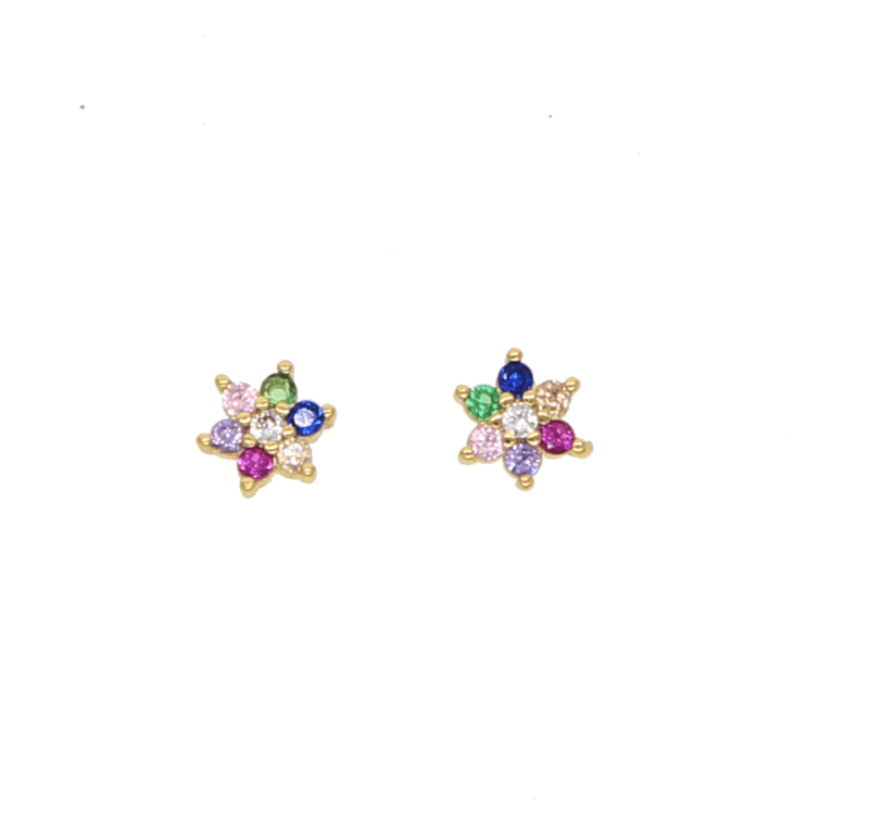 Rainbow Stud Earrings - Colorful 925 Sterling Silver & 14K Gold Vermeil Stud Earrings