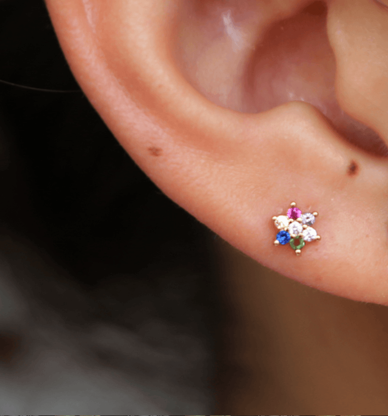 Rainbow Stud Earrings - Vibrant Earrings in 925 Sterling Silver & 14K Gold Vermeil