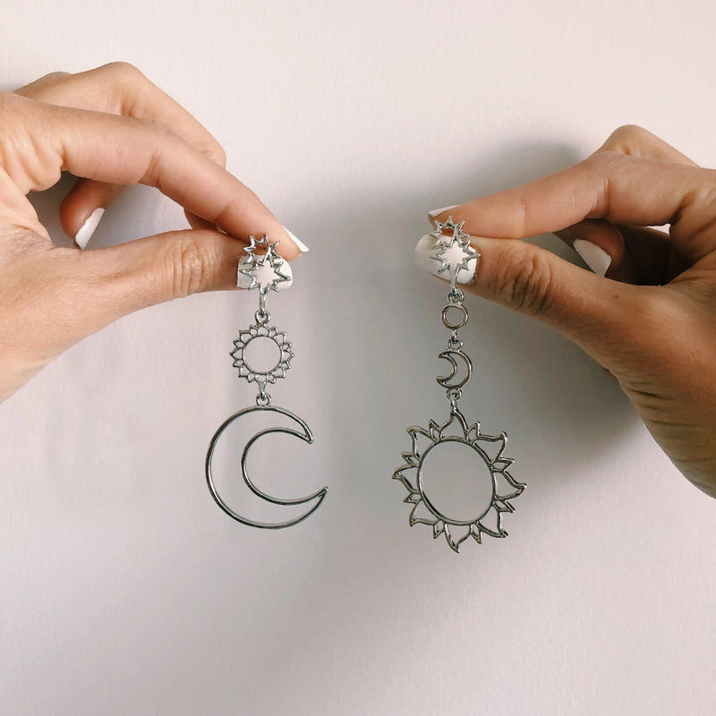 Pair Of Silver Cosmic Mist Dangle Earrings 