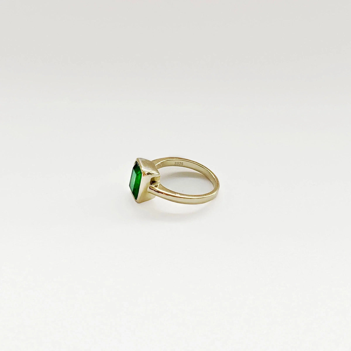 Elegant Emerald Ring With A 925 Sterling Silver with Gold Plated Accent