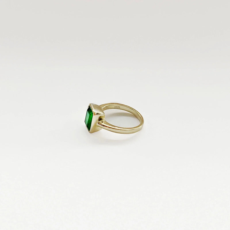 Elegant Emerald Ring With A 925 Sterling Silver with Gold Plated Accent
