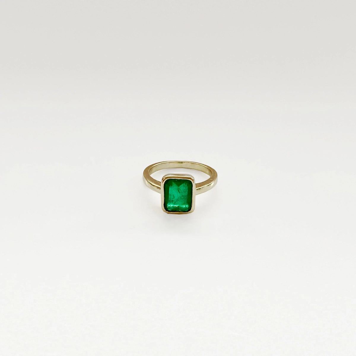 925 Sterling Silver and Gold Plated Emerald Ring