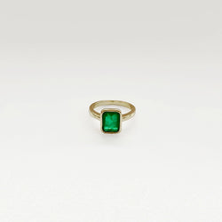 925 Sterling Silver and Gold Plated Emerald Ring
