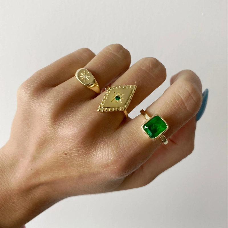 Beautiful Emerald Ring in 925 Sterling Silver and Gold Plating
