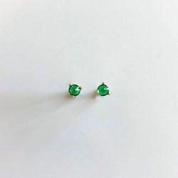 Green Quartz Stud Earrings in 925 Sterling Silver