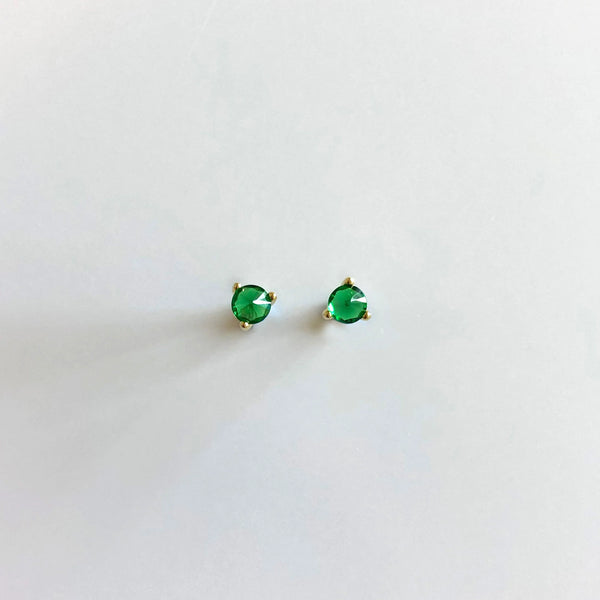 Green Quartz Stud Earrings in 925 Sterling Silver