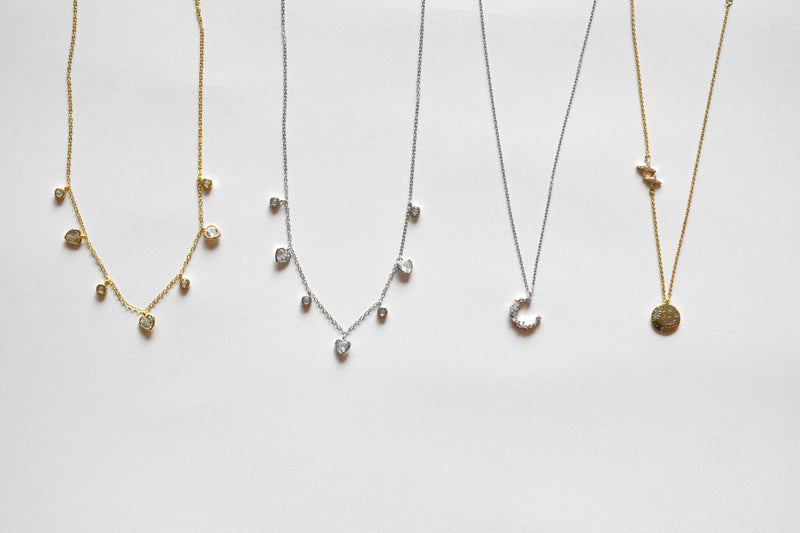 Heart Charm Necklaces On Display