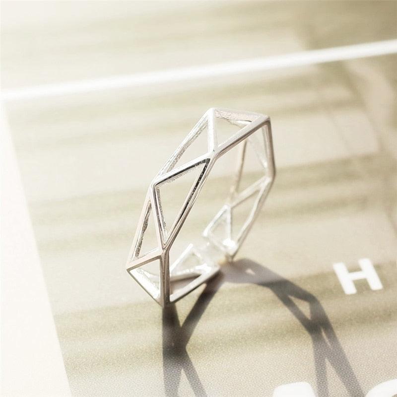 Dainty Geometric Silver Ring